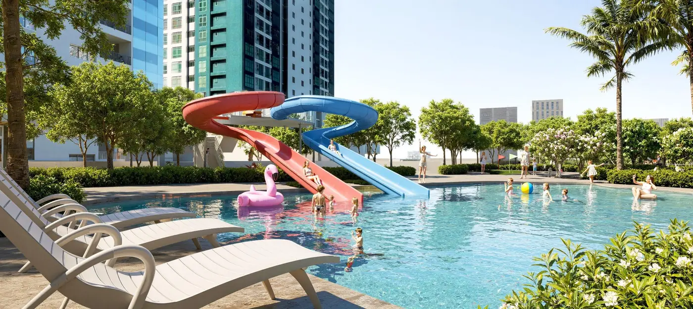 Artist's impression of the pool and water slides